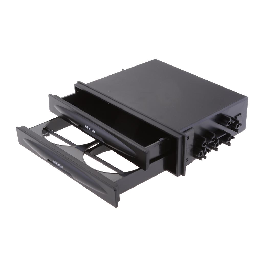 2X Universal Car/Truck Double Din Radio Cup Holder Storage Box