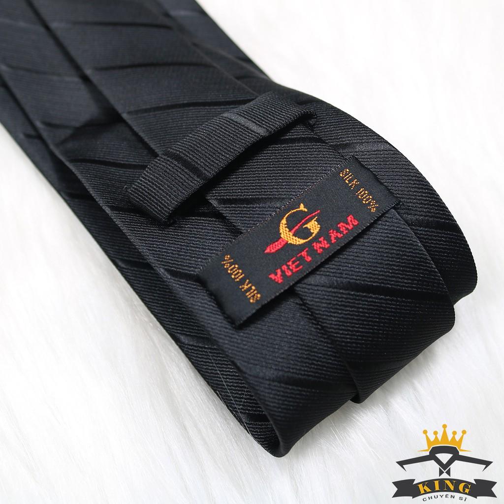Cà vạt nam đen KING caravat vải lụa silk mịn cao cấp cho công sở và chú rể C054