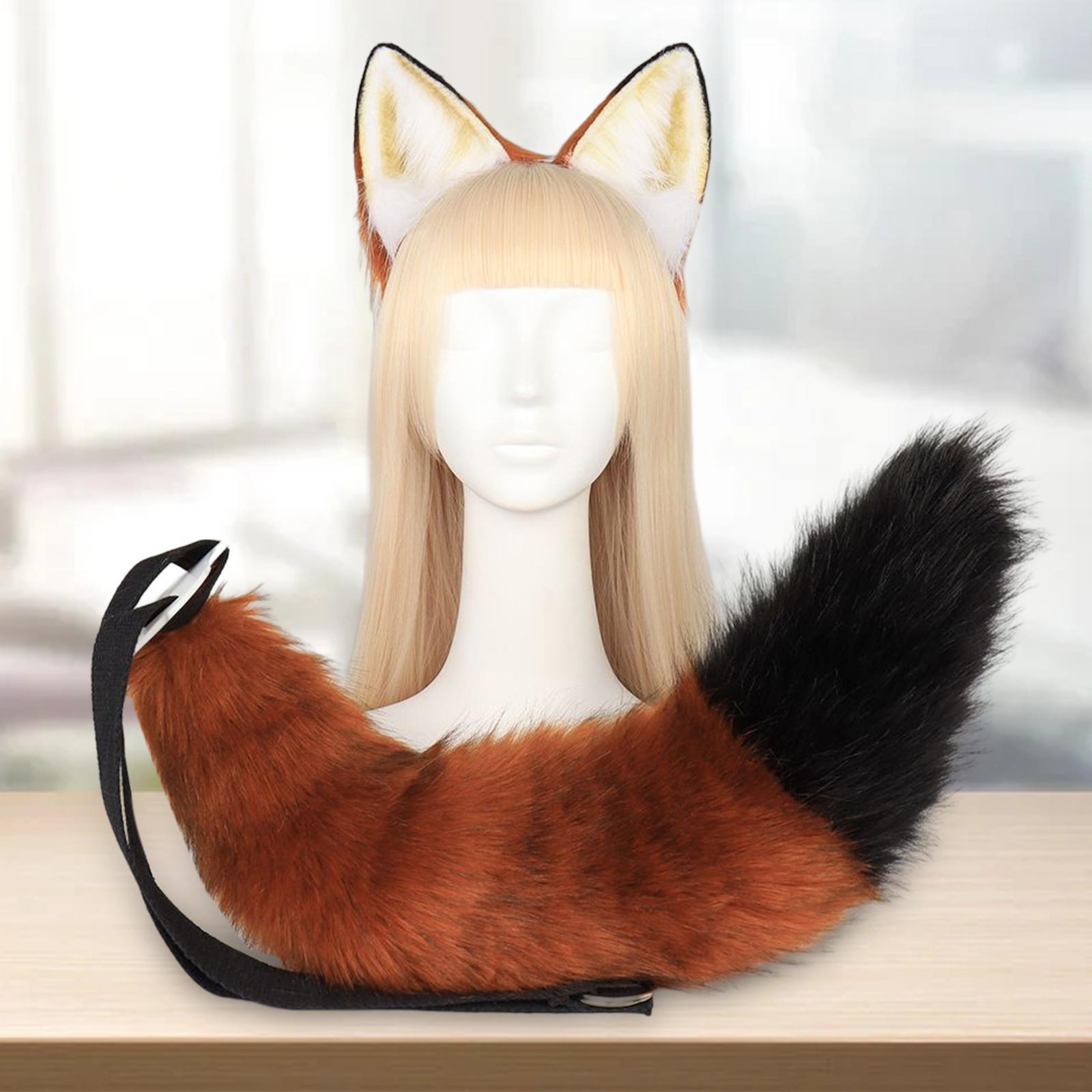 Ears and Tail Set Anime Cosplay Headwear Headband Hair Hoop Hair Accessories Hair Clip for Party Holidays Gifts Stage Performance Props