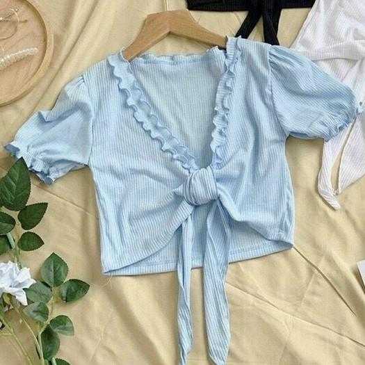 Áo Croptop Đẹp Xẻ Ngực Buộc Nơ Cá Tính Ôm Body Dễ Phối Đồ Năng Động Xinh Xắn | Áo Croptop Buộc Nơ CT30