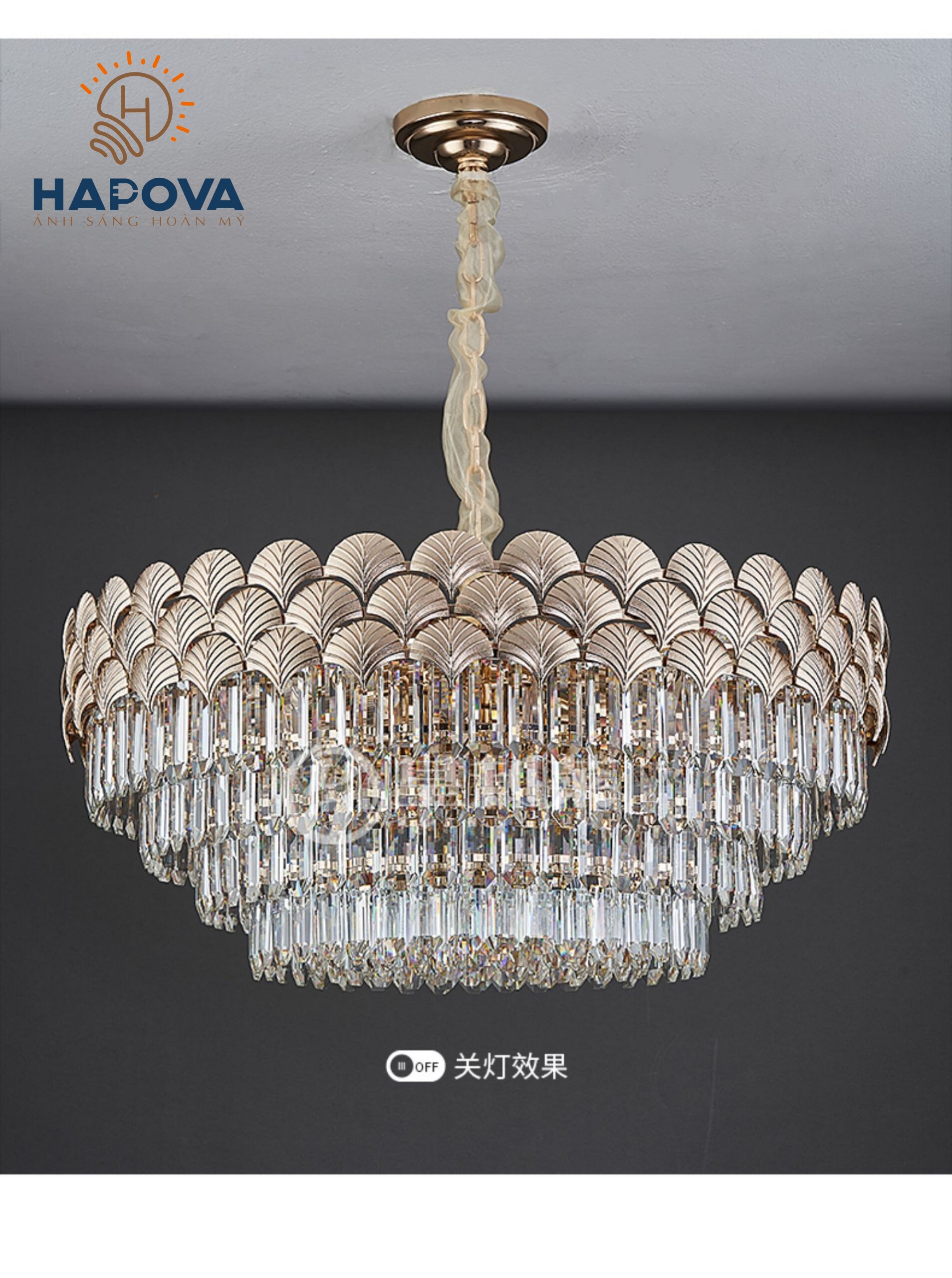 Đèn chùm trang trí phòng khách, phòng ngủ HAPOVA ANNOL 8116 đường kính 600/800mm Kèm Bóng E14