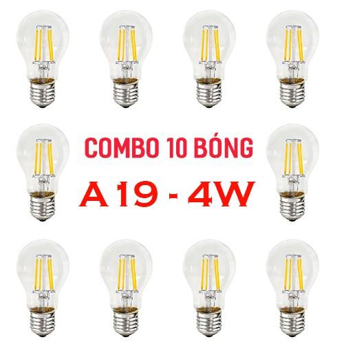 Combo 10 bóng đèn LED  A19 4W đui xoáy E27 chống nước siêu rẻ đẹp chuyên dụng cho trang trí