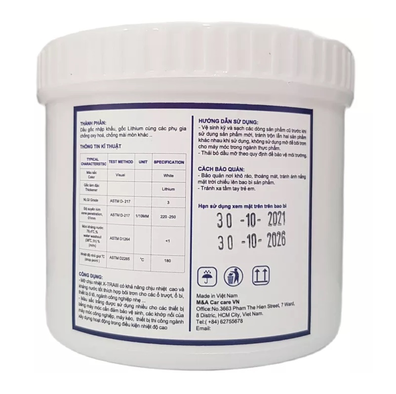 X- TRAIII WHITE HI- TEMP LITHIUM#3 GREASE - Mỡ chịu nhiệt NGLI3 454gr