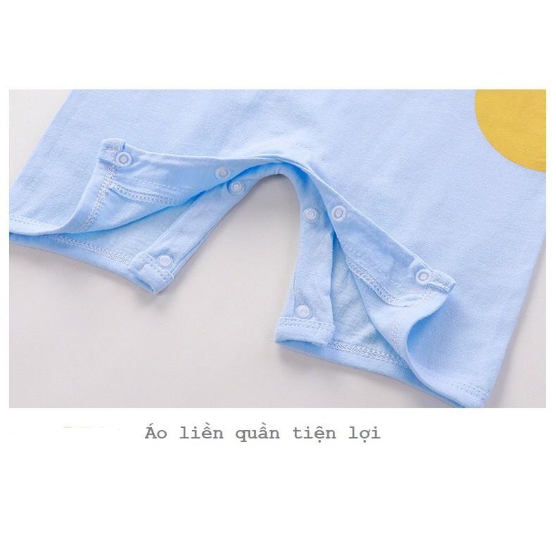 Bộ áo liền quần tay ngắn in họa tiết hoạt hình dễ thương chất vải cotton