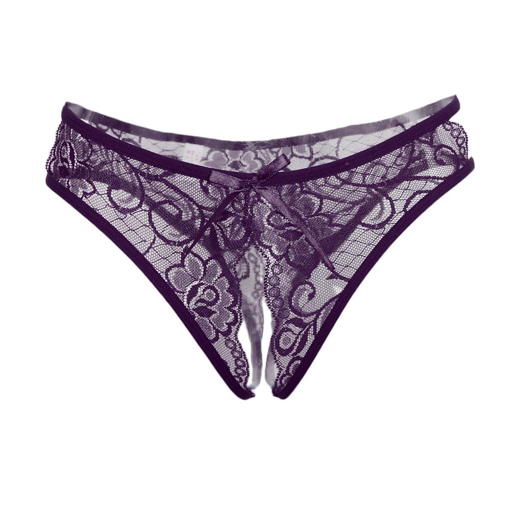 3-6pack Womens Sexy Floral Lace Thong Underwear Crotchless Panties Lingerie