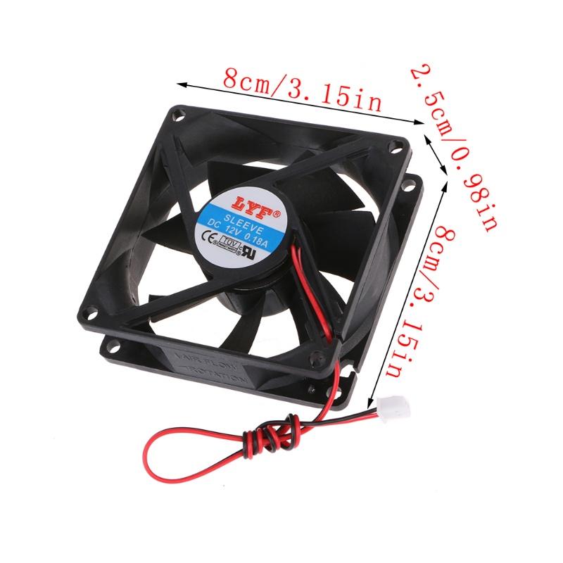 Quạt Tản Nhiệt Không Chổi Than 12v 2-pin 80x80 X 25mm Cho Cpu Pc 8025