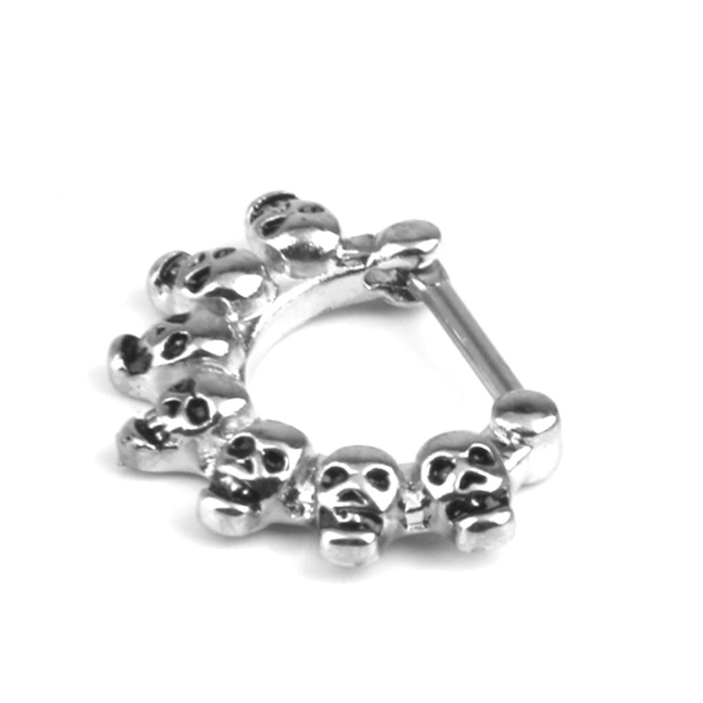 16 Gauge Silver Skull Nose Septum Clicker Nipple Rings Body Piercing Jewelry