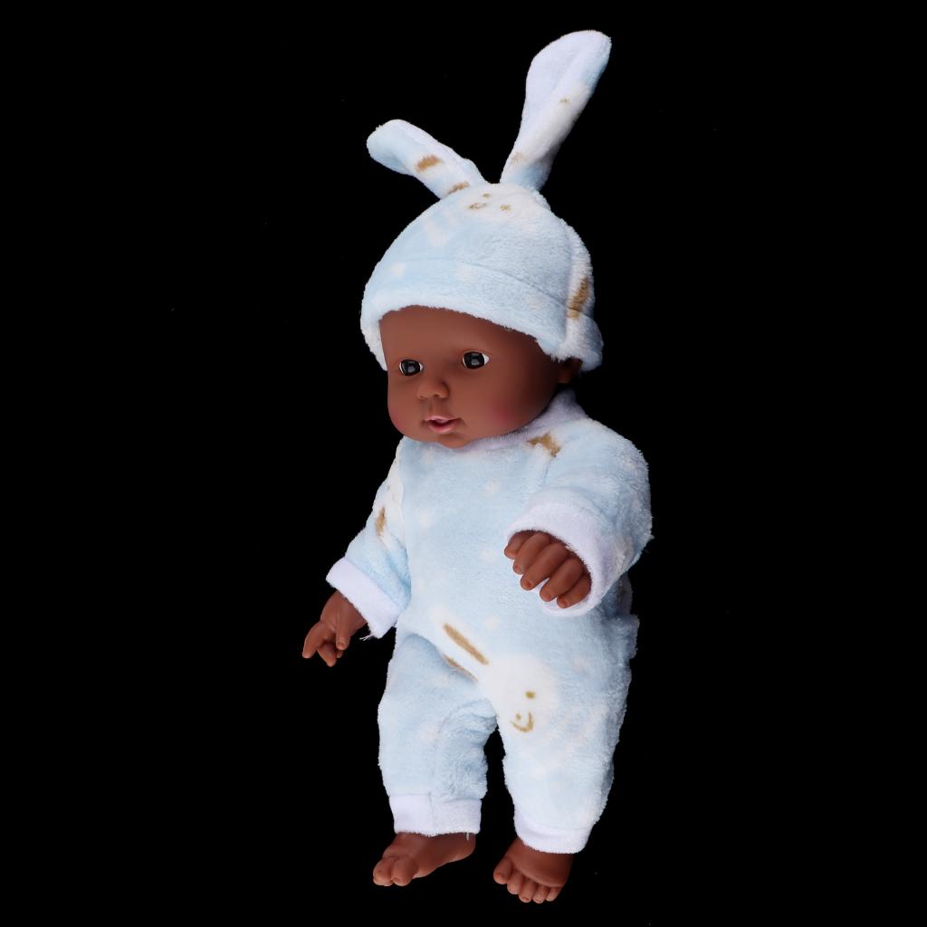 30cm Búp Bê Tái Sinh Người Mỹ Gốc Phi Full Vinyl Quà Tặng Cho Trẻ Sơ Sinh Màu Xanh
