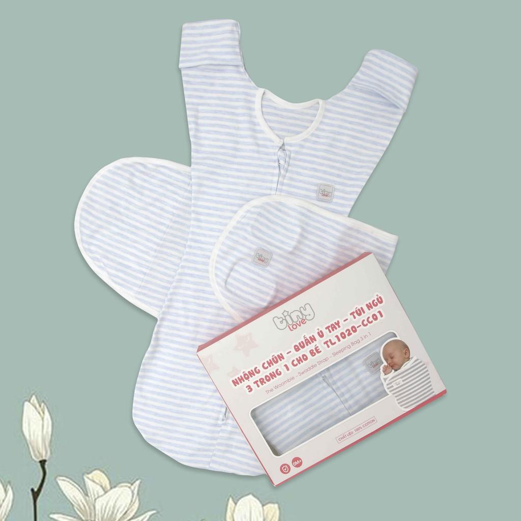 Nhộng chũn quấn ủ kiêm túi ngủ và quấn ủ tay 100%  Cotton cho bé sơ sinh Tinylove luyện bé ngủ easy - tặng 2 khăn quàng cổ cotton