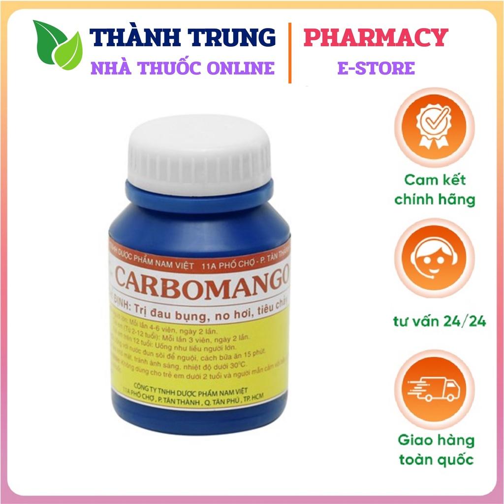 Than hoạt tính Carbomango Nam Việt - Đau Bụng, No Hơi, Tiêu Chảy (Hộp 100 Viên)