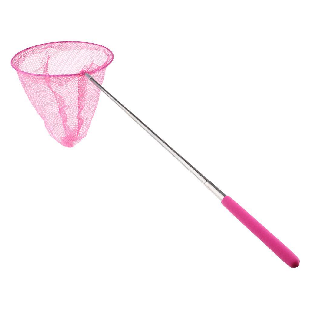2x Kids Pond Fishing Telescopic Butterfly Bug Catcher Pink