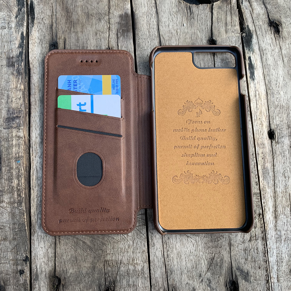 Bao da cao cấp dành cho iPhone 7 Plus / iPhone 8 Plus - Màu nâu