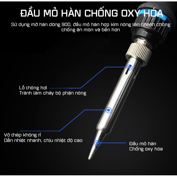 Mỏ Hàn Điều Chỉnh Nhiệt Độ 908DR 80W (Giao màu ngẫu nhiên)