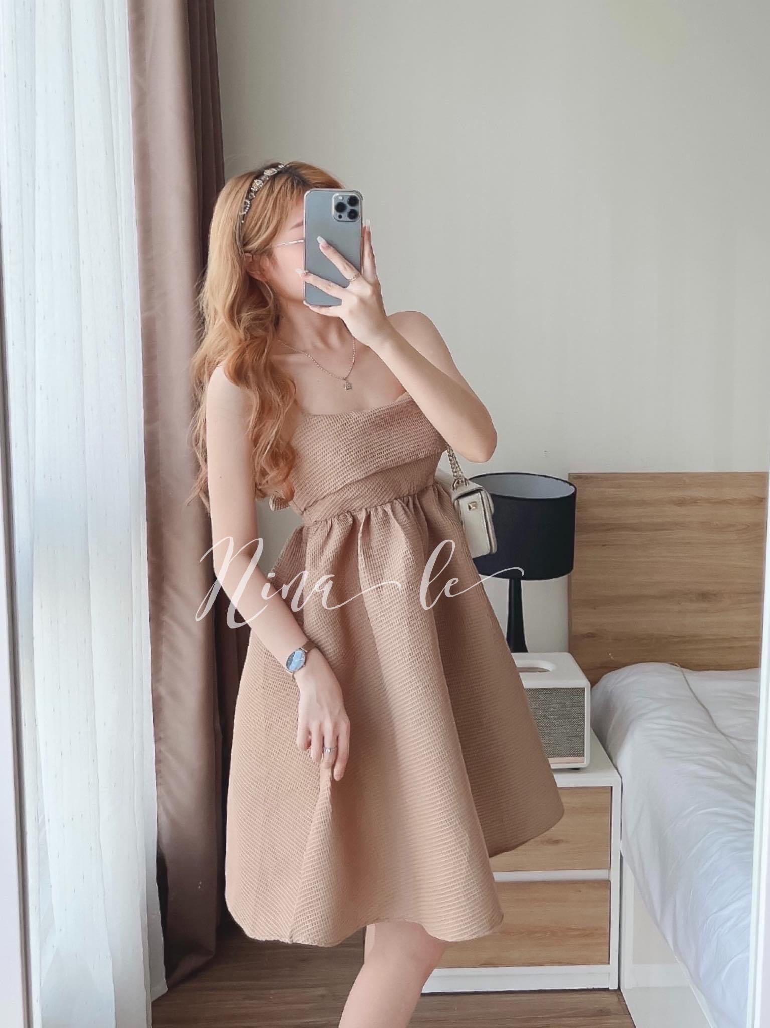 Đầm baby doll 2 dây cột nơ lưng