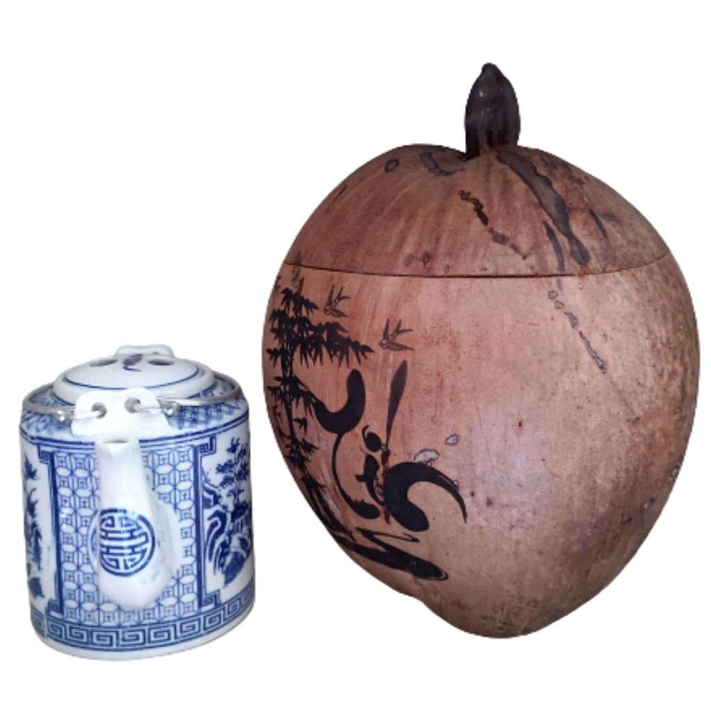 Vỏ Ủ Bình Trà Trái Dừa Hoa Văn Lồng Chữ Tín - Bình Trà 500 - 1000ml