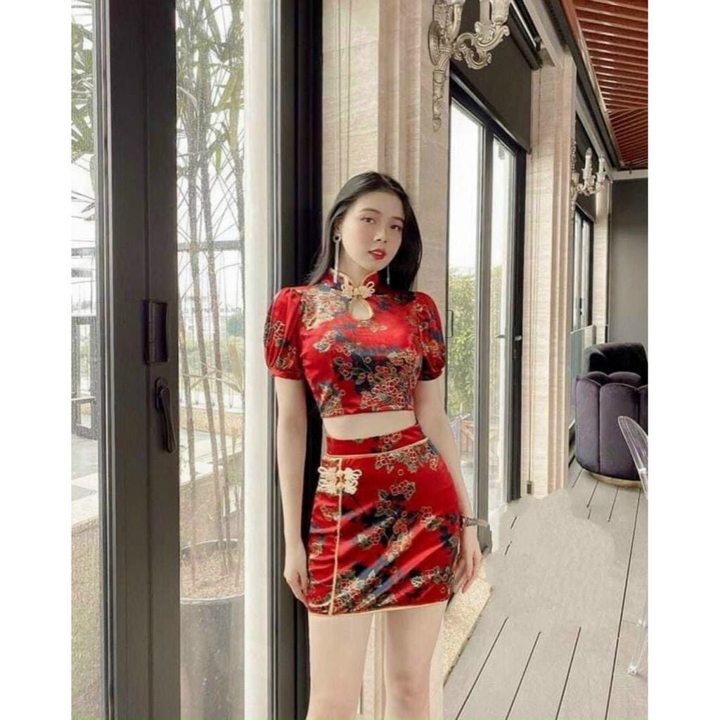 SÉT VÁY NGẮN VIỀN VÀ ÁO CỔ TÀU CÁCH ĐIỆU HỌA TIÊT HOA LÁ THỜI TRANG THIẾT KẾ