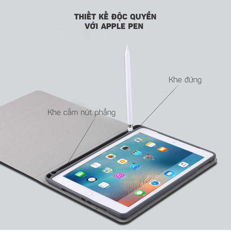 Bàn phím Bluetooth kèm bao da và khay đựng bút Pencil cho Ipad Promax RK508 (Giao màu ngẫu nhiên) - Hàng nhập khẩu