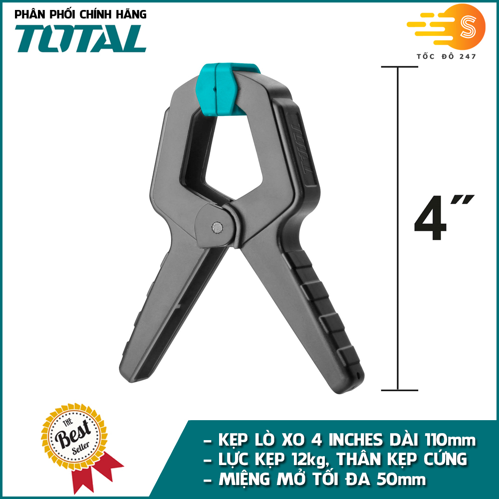 Kẹp lò xo chịu lực cao TOTAL THT13342 và THT13362 - nhiều kích thước, kẹp gỗ, cảo kẹp nhanh