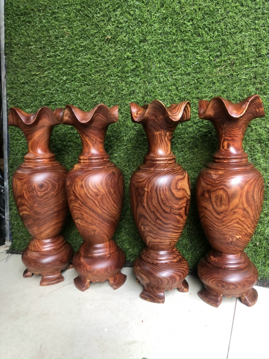 CẶP LỤC BÌNH PHONG THỦY HÚT TÀI LỘC BẰNG GỖ TRẮC ĐẸP LONG LANH KT 50×15CM