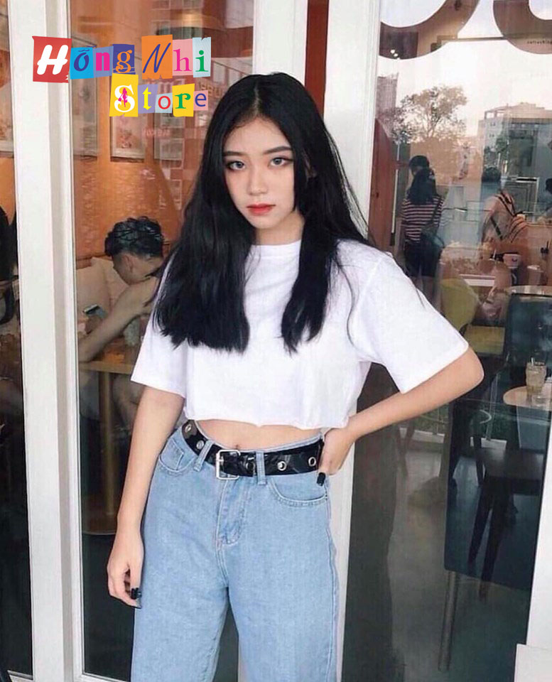 Áo Croptop Trơn Tay Lửng Form Rộng Oversize Ulzzang - MM
