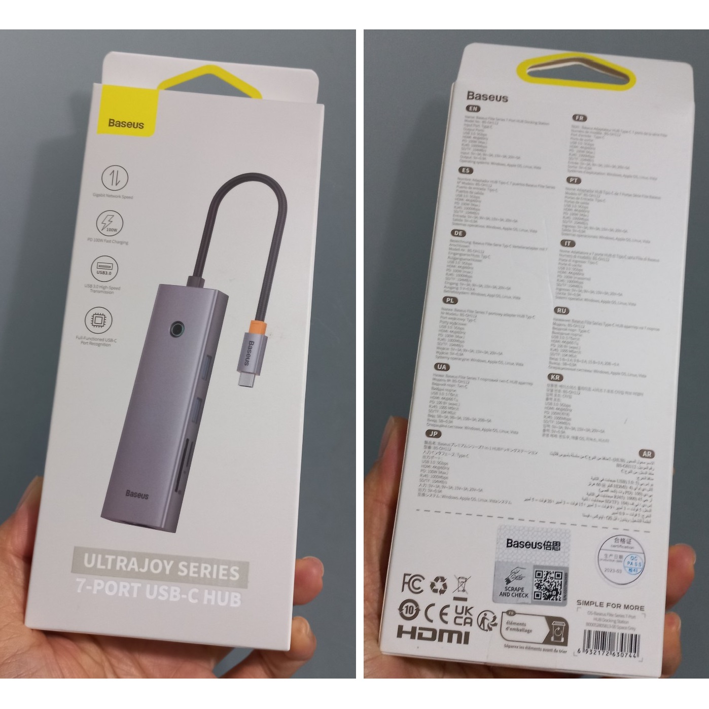 Hub C đa năng mở rộng cổng Macbook và laptop type C ra 7 cổng Baseus Flite docking station BS-OH112 _ Hàng chính hãng