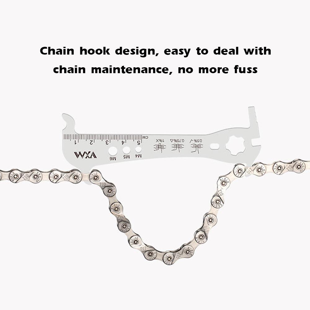 Dụng cụ đo độ hư hỏng của xích, móc xích, đo vít, phương pháp tháo rời đai ốc van presta, thanh mở rộng van presta và tháo gỡ và lắp ráp lõi van presta, sáu chức năng trong một