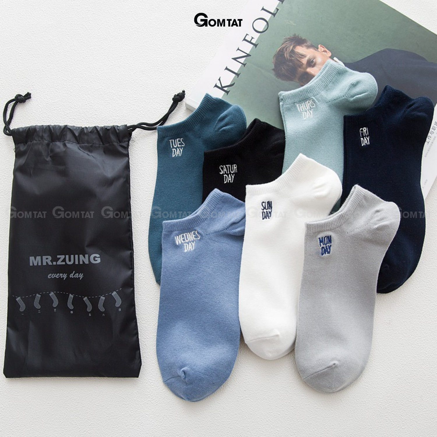 Set 7 đôi tất nam cổ ngắn chất liệu cotton cao cấp, vớ nam cổ thấp set 7 đôi sử cả tuần - VOTUNAM02