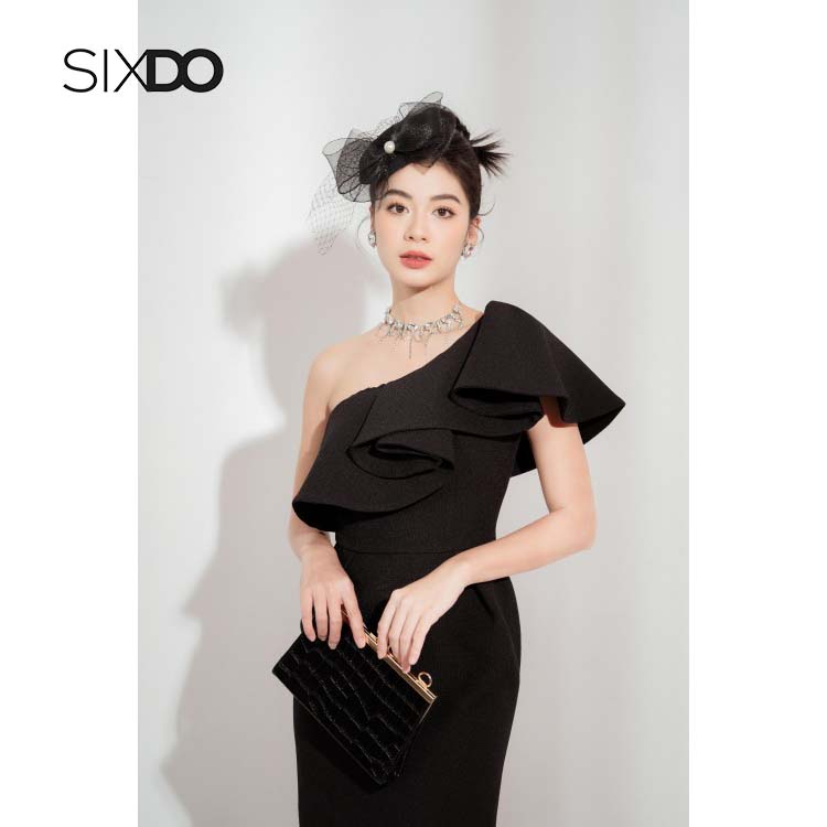 Đầm midi ôm lệch vai sang trọng thời trang SIXDO