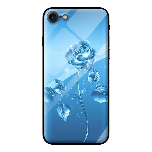 Ốp kính cho iPhone 8 mẫu NỀN XANH HOA 1 - Hàng chính hãng