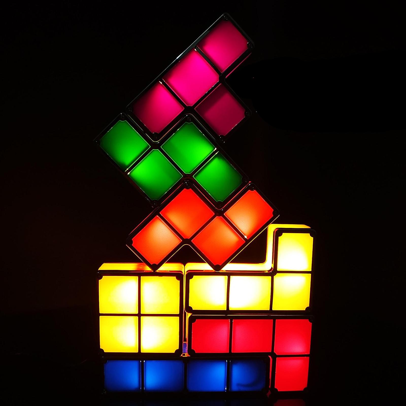 Stackable Night Light,Puzzle Lamp,7 Colors Induction Interlocking Lighting Blocks,DIY Tangram Desk Light,Led Cube,Great Gift Light for Teens Kids Gift