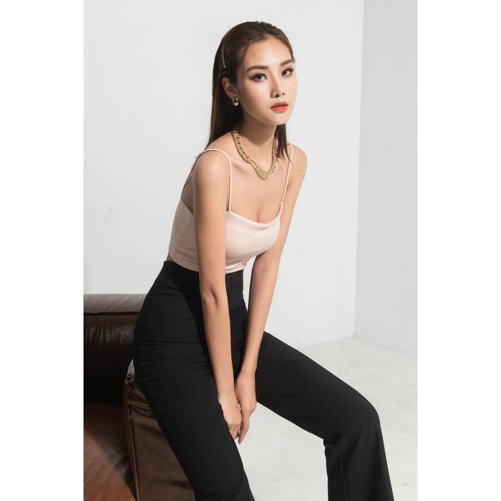 Áo 2 dây croptop trơn LEIKA chất thun hai da mềm mại, mát mẻ, co giãn tốt