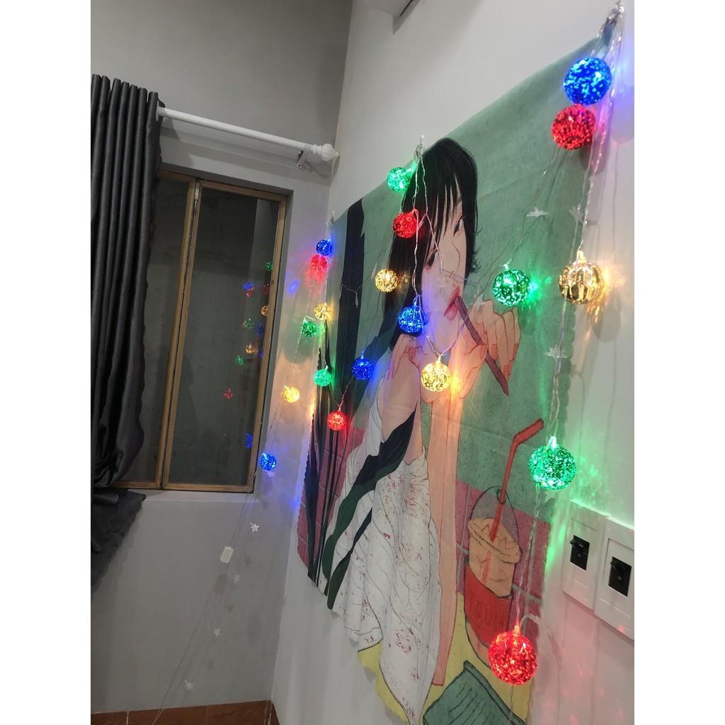 Đèn nháy quả cầu mây cotton thái lan nhiều màu 4m 20 bóng