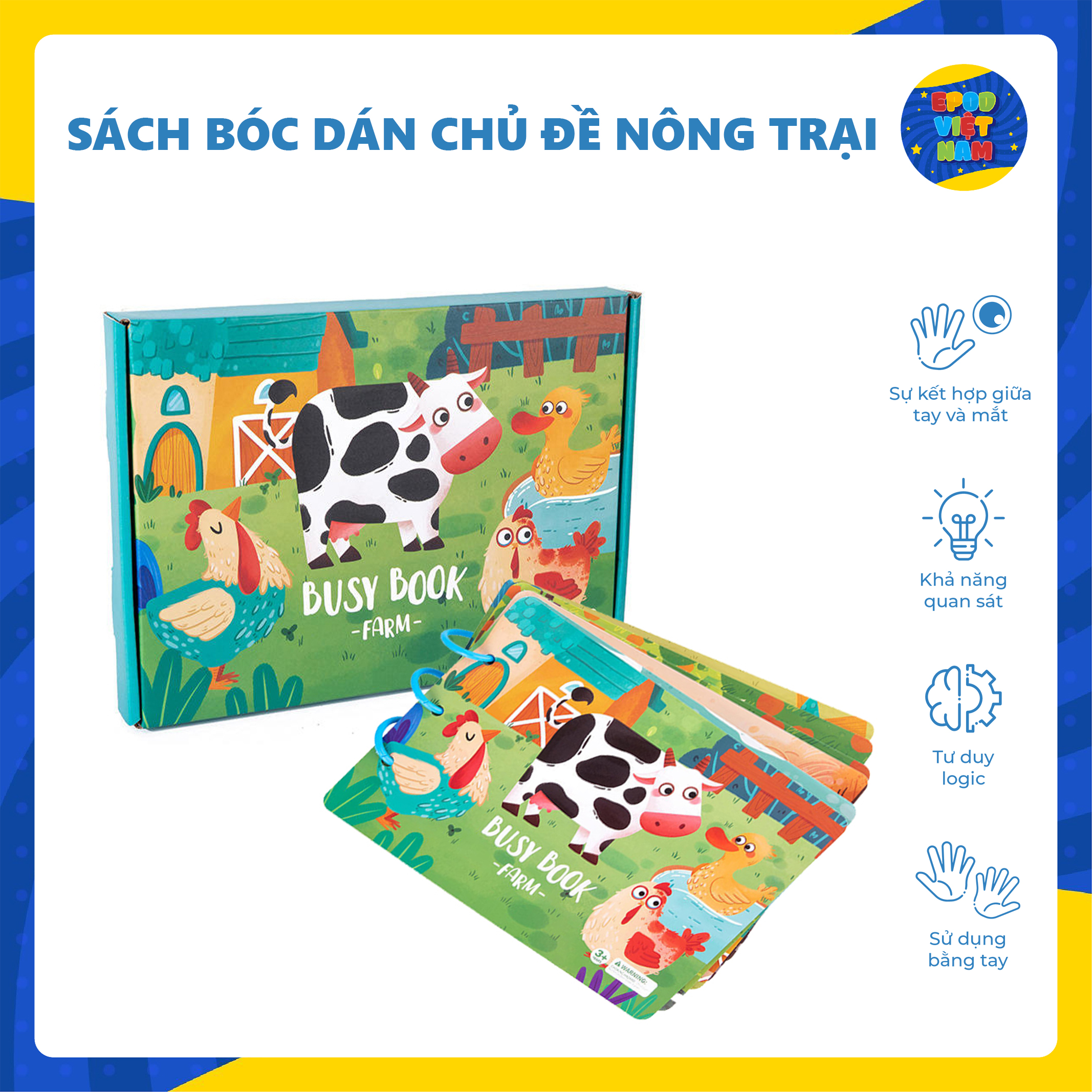 Sách Bóc Dán Chủ Đề Nông Trại - Giáo Dục Tiếng Anh Sớm - Phát Triển Kỹ Năng, Trí Tuệ Cho Bé- Bé Vừa Chơi Vừa Học