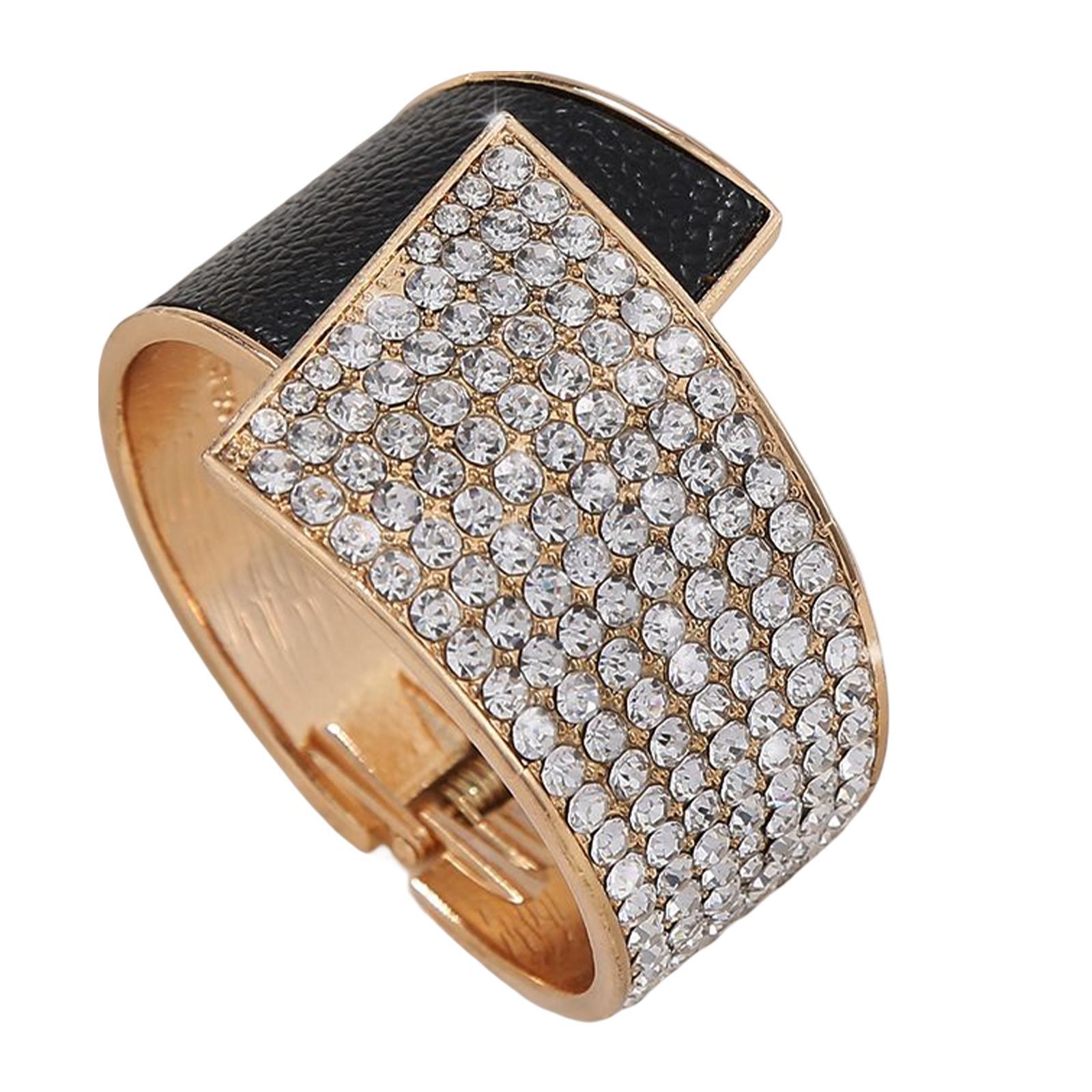 Trendy Open Bracelet Charms Rhinestones Wide Asymmetrical for Birthday