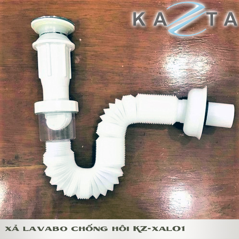 Bộ xả lavabo chống hôi KAZTA KZ-XAL03 nút nhấn inox dây nhựa cao cấp