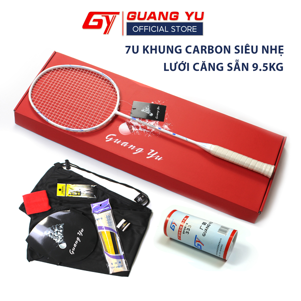 Vợt Cầu Lông  7U Siêu Nhẹ Khung CARBON, Vợt Thiên Tấn Công Lưới Căng Sẵn 9,5KG - V04