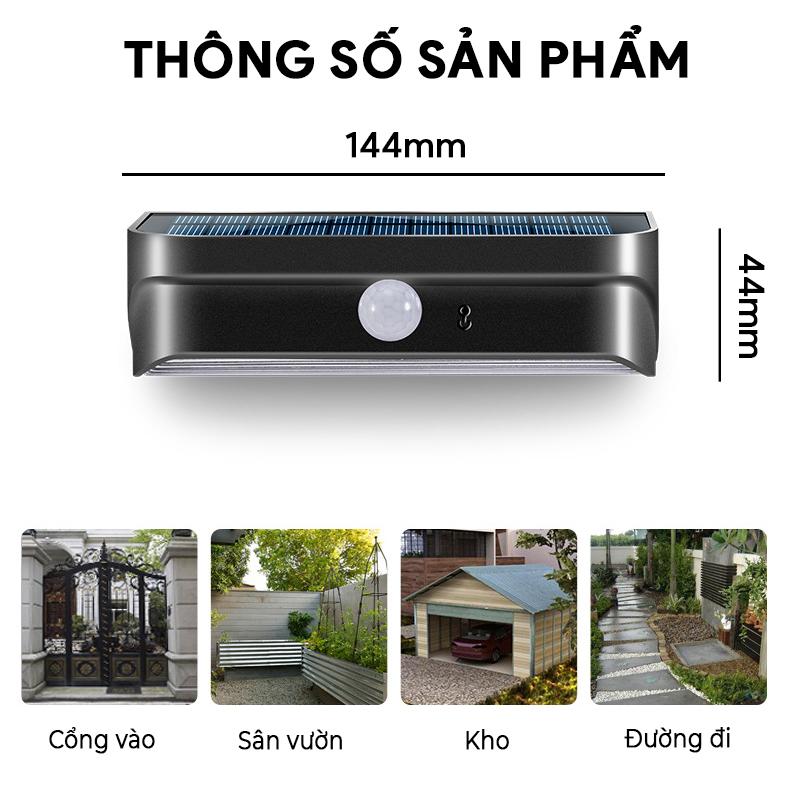 Đèn gắn tường năng lượng mặt trời, trang bị pin loại A, chịu nhiệt tốt- K2044