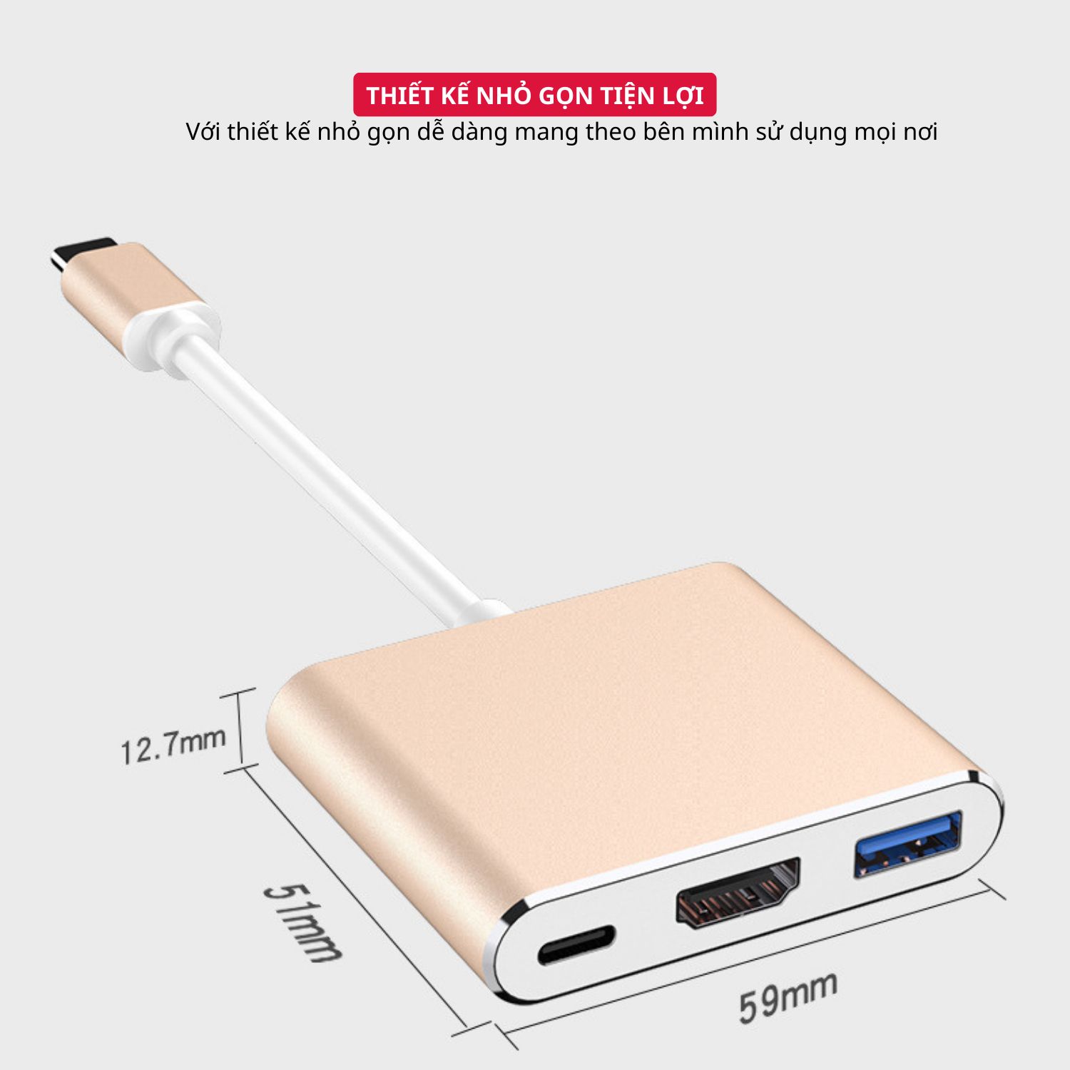 Hub Chuyển Đổi USB Type C 3 in 1 To HDMI, USB 3.0, Cổng Type C Hỗ Trợ Sạc Nhanh PD - Hàng Chính Hãng Tamayoko