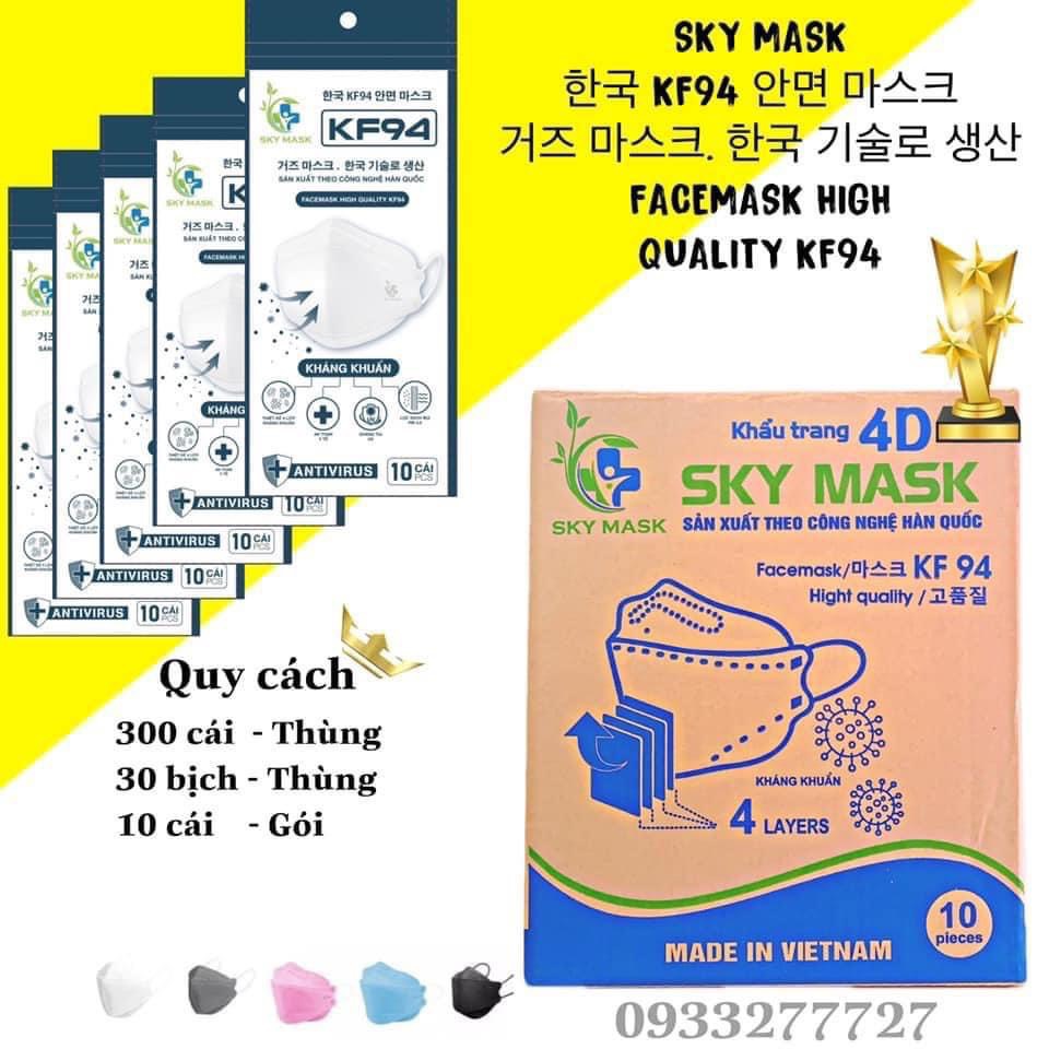 Khẩu Trang KF94 4D SKY MASK Hàn Quốc - Chống Bụi Mịn Và Kháng Khuẩn (1 gói 10 cái) - Chọn màu