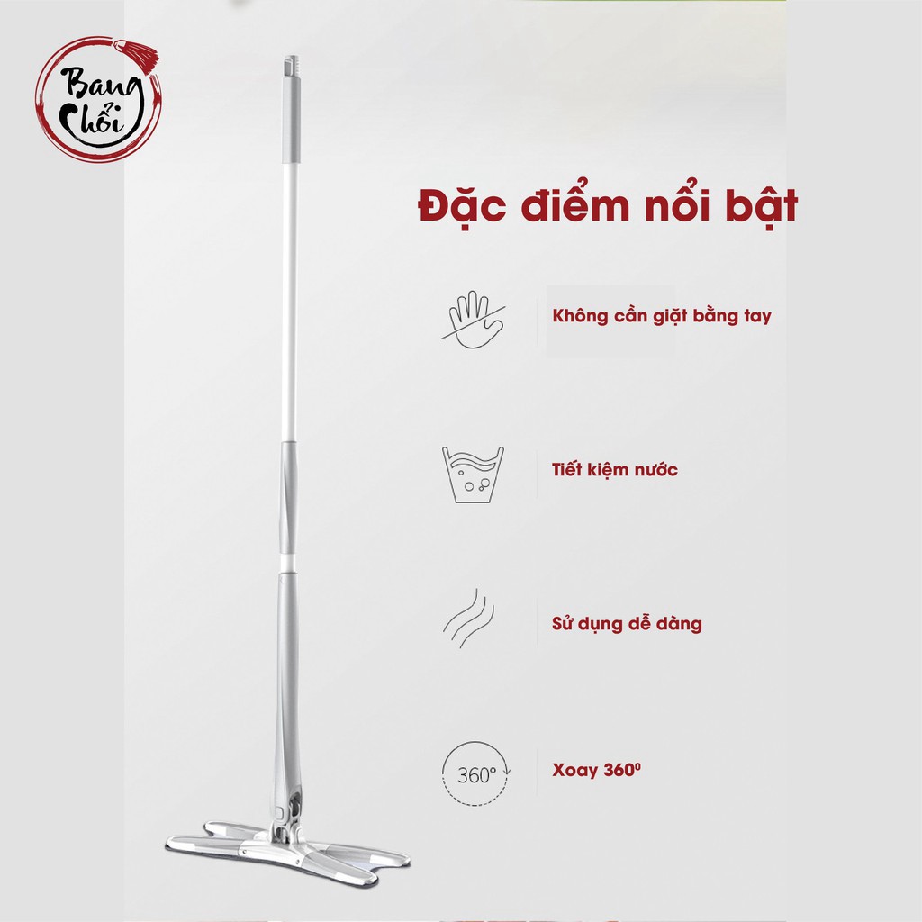 Cây Lau Nhà Tự Vắt Thông Minh Chữ X Xoay 360 Độ