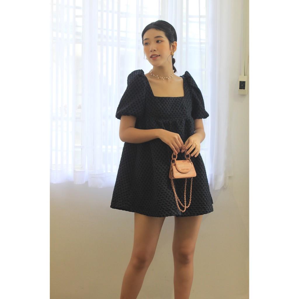 OLALASTUDIO Đầm babydoll xanh đen Hannah Dress