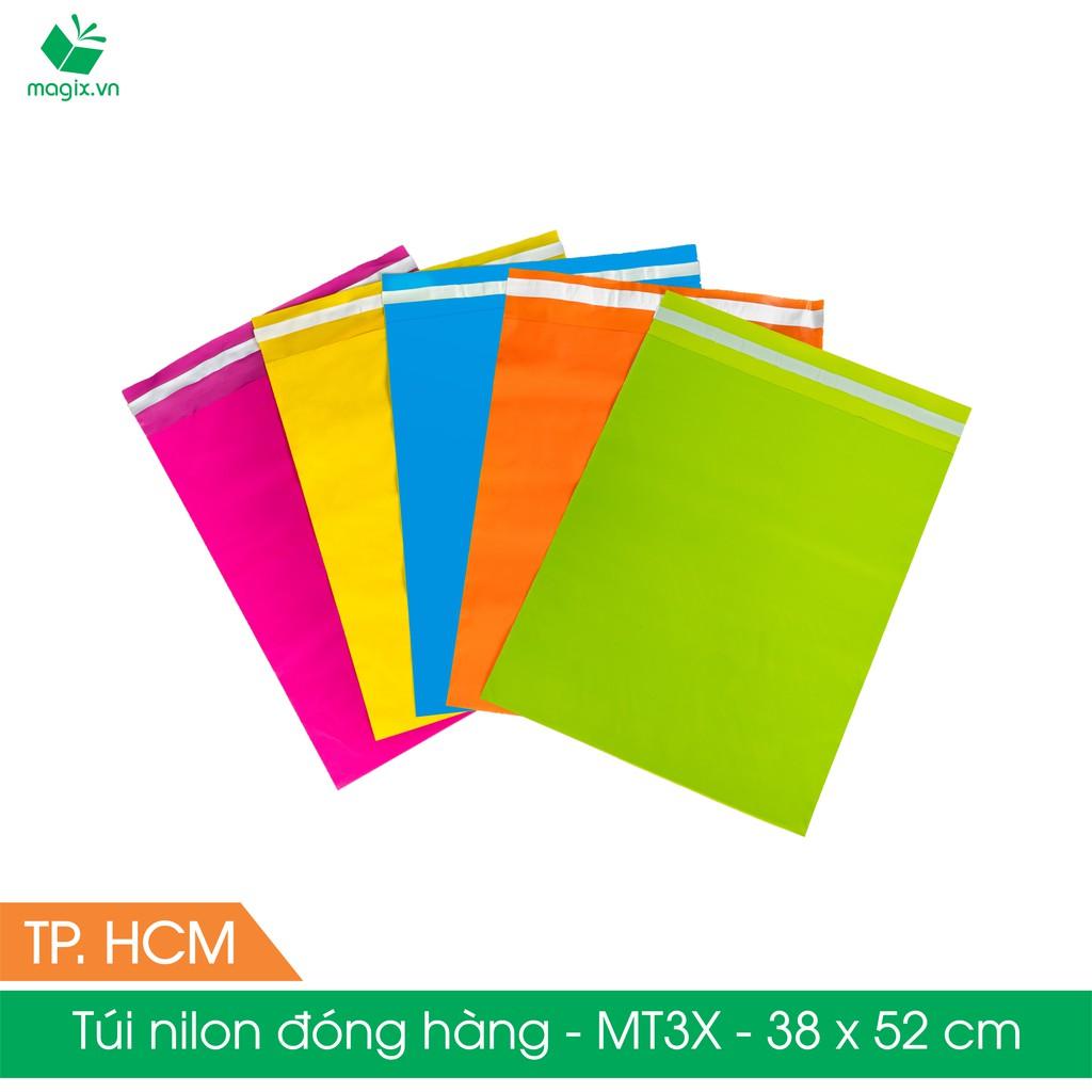 MT3X - 38x52 cm - Túi nilon gói hàng - 300 túi niêm phong đóng hàng màu xanh lá mạ