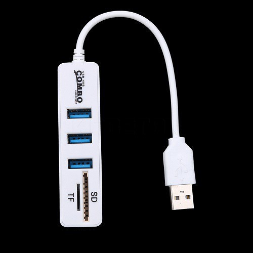 Bộ chia USB Từ 1 cổng USB ra 3 cổng USB và 2 khe Đọc thẻ Nhớ  (Hub USB) - Hàng Nhập khẩu