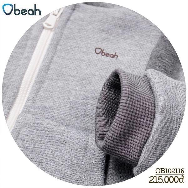 Obeah Jacket nỉ bông phối màu ghi Fullsize 59 đến 90 cho bé yêu từ 0 đến 2 tuổi