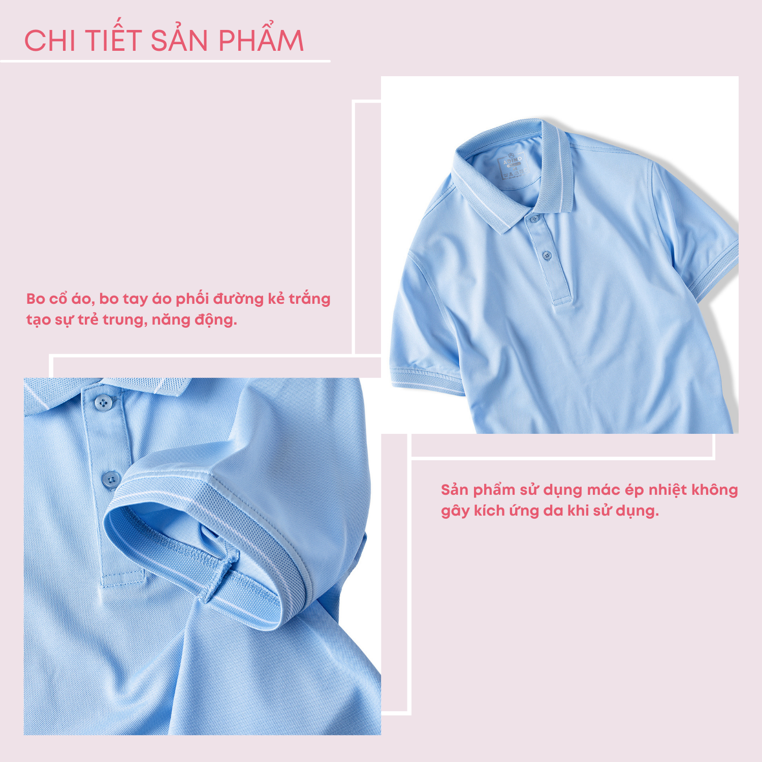 Áo thun nữ có cổ màu xanh biển phối viền ADINO vải polyester cotton không bai xù dáng công sở slimfit hơi ôm trẻ trung APN04