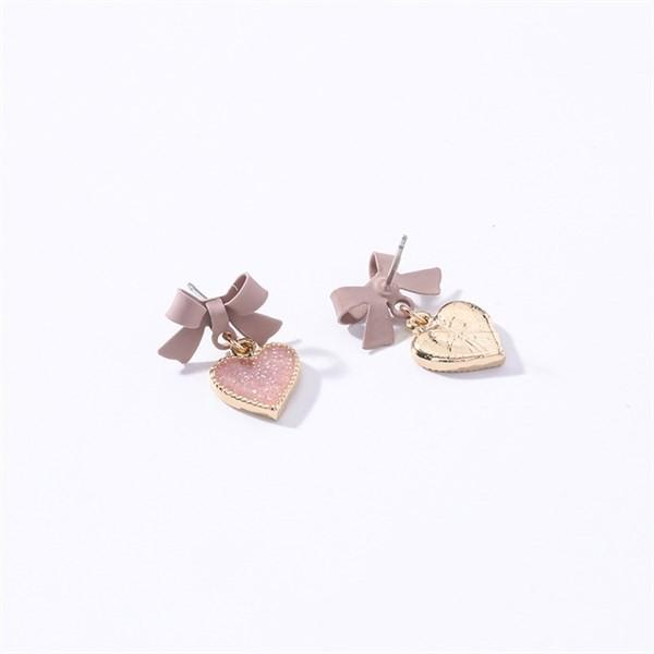 Bông tai thời trang Korea Style - Nơ trái tim hồng