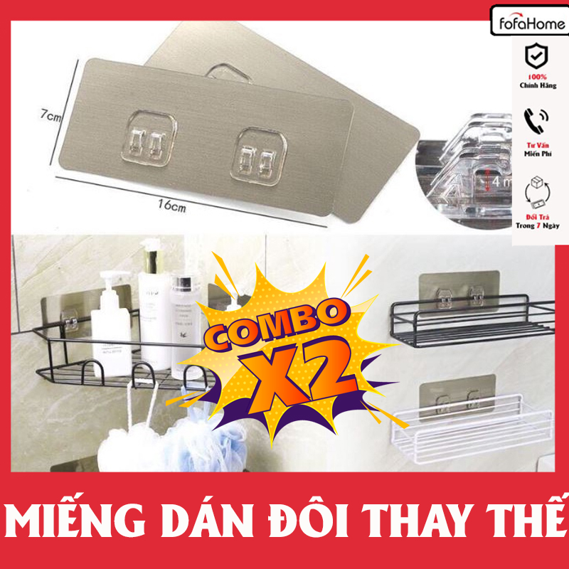 Combo 2 Miếng Dán Tường Đôi Thay Thế Cho Kệ Góc Inox Nhà Tắm Chất Liệu PVC Dán Tường Siêu Chắc