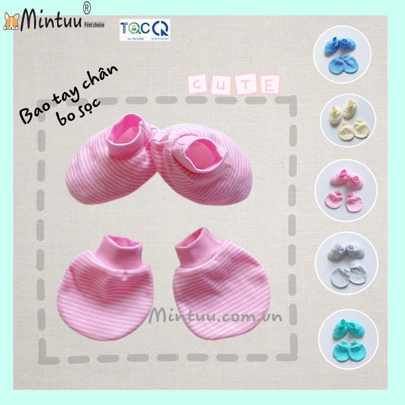 Bao tay chân sơ sinh, bao tay chân bo sọc Mintuu