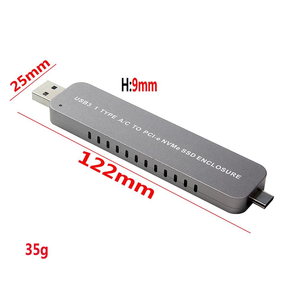 Aluminum M.2 NVME SSD Housing Adapter, USB Type C And Type A to NGFF NVME PCI E