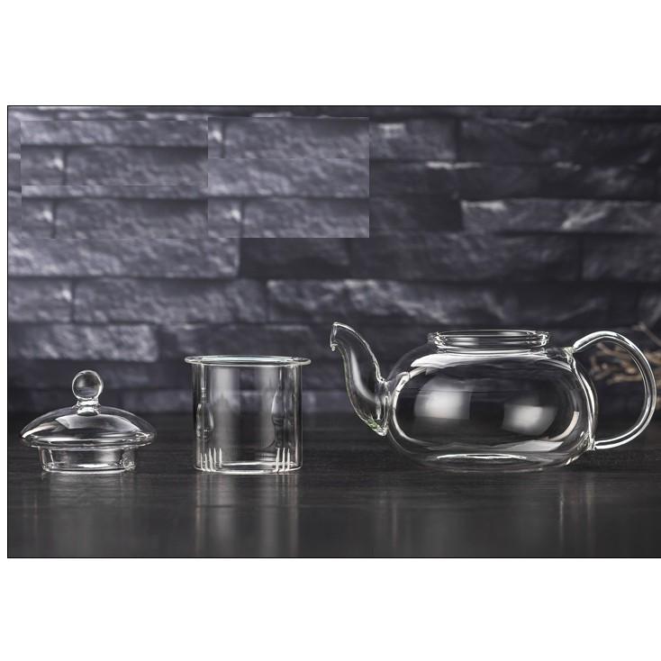 Ấm trà trơn 600ml - Ấm trà thủy tinh chịu nhiệt cao cấp Borosilicate, hàng xuất Âu